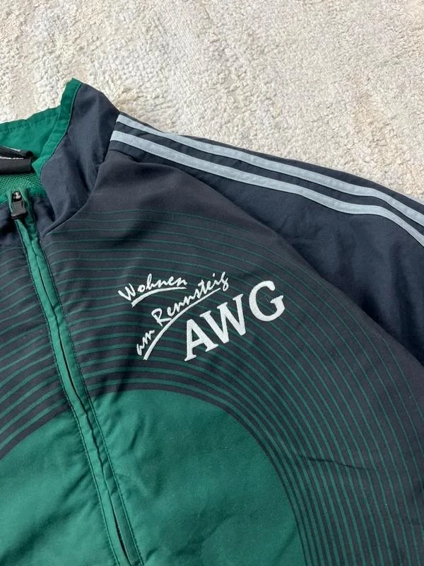 Vintage Retro anos 90 adidas Windbreaker Verde Cinza Jaqueta com Zíper Tamanho G – photo 4
